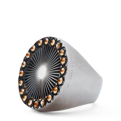 Ralph Lauren Brass-crystal Sunburst Ring Antique Silver