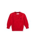 Ralph Lauren Cotton V-neck Sweater Rl2000 Red 9m