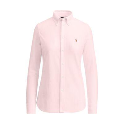 Ralph Lauren Striped Knit Oxford Shirt Pink Stripe
