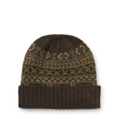 Ralph Lauren Fair Isle Merino Wool Hat Loden Hthr