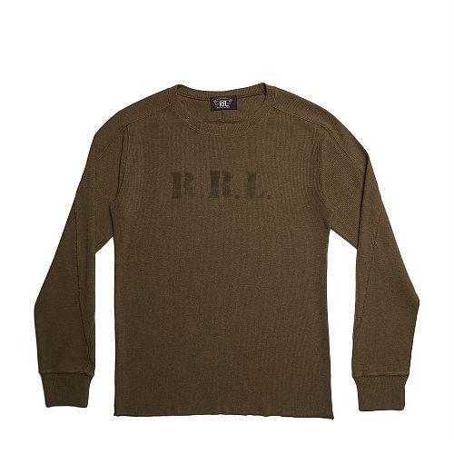 Ralph Lauren Rrl Waffle-knit Cotton Crewneck Olive Heather