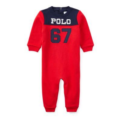 Ralph Lauren Cotton-blend-fleece Coverall Rl2000 Red 3m