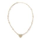 Ralph Lauren Brass Filigree Heart Choker Brass/white