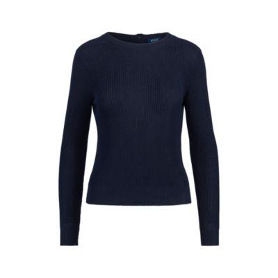 Ralph Lauren Button-back Crewneck Sweater Navy