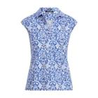 Ralph Lauren Tailored Cap-sleeve Polo Shirt Blue Fish