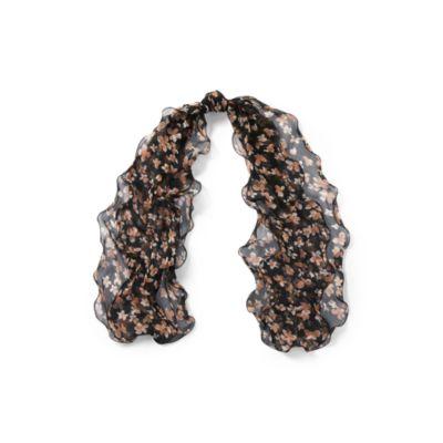 Ralph Lauren Ruffled Floral Silk Scarf White And Black