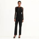 Ralph Lauren Lauren Mesh-paneled Jersey Jumpsuit Black