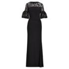 Ralph Lauren Floral Sequined Jersey Gown Black/black/black Shine