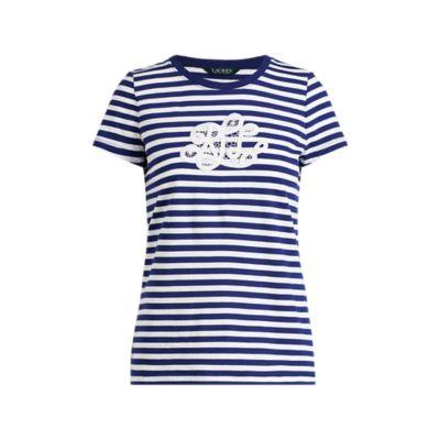 Ralph Lauren Embroidered-lace T-shirt Sapphire/soft White Lp