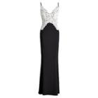 Ralph Lauren Lauren Lace-overlay Jersey Gown Black-ivory