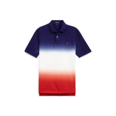 Ralph Lauren Custom Slim Fit Mesh Polo Dark Cobalt/white/red