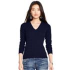 Polo Ralph Lauren Cable Cashmere V-neck Sweater Hunter Navy