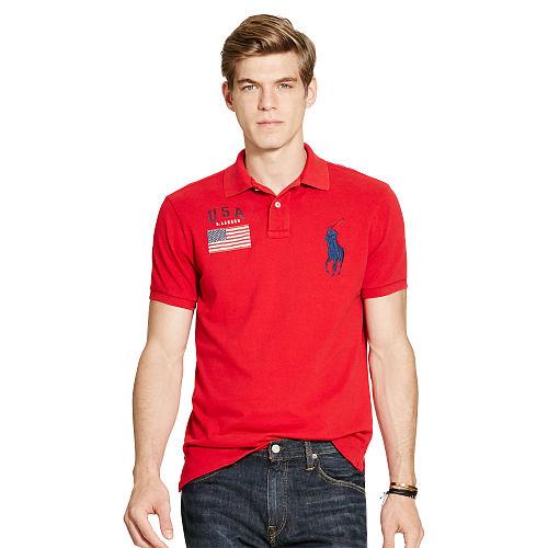Polo Ralph Lauren Custom-fit Usa Mesh Polo Rl 2000 Red