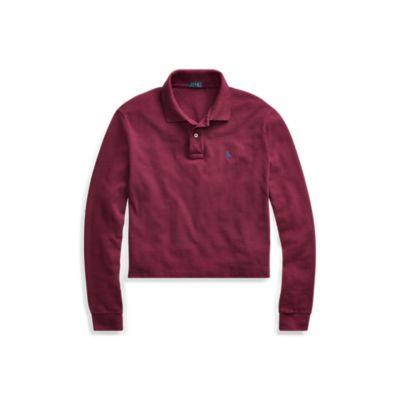 Ralph Lauren Cropped Mesh Polo Shirt Monarch Red