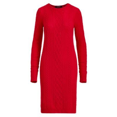 Ralph Lauren Wool-cashmere Sweater Dress Lipstick Red