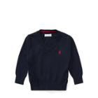 Ralph Lauren Cotton V-neck Sweater Hunter Navy 3m