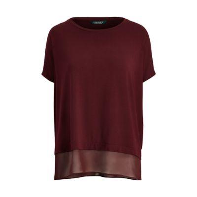 Ralph Lauren Sheer-panel Jersey Top Red Sangria