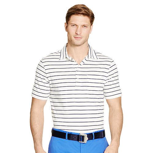 Ralph Lauren Polo Golf Striped Pima Lisle Polo Shirt White/french Navy
