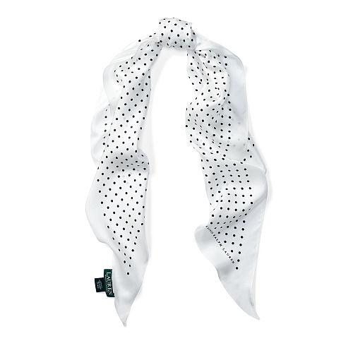 Ralph Lauren Lauren Silk Polka-dot Scarf Antique Ivory/navy