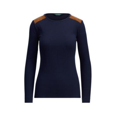 Ralph Lauren Stretch Cotton Long-sleeve Top Rl Navy