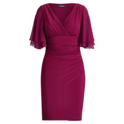 Ralph Lauren Flutter-sleeve Georgette Dress Exotic Ruby/exotic Ruby