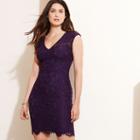 Ralph Lauren Lauren Woman Lace Sheath Dress Purple
