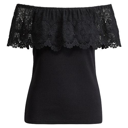 Ralph Lauren Lauren Lace Off-the-shoulder Top Polo Black