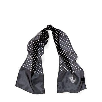 Ralph Lauren Dot Silk Mesh Scarf Black