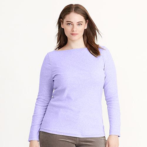 Ralph Lauren Lauren Woman Jersey Boatneck Top Hyacinth