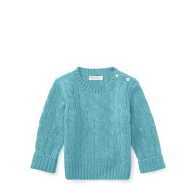 Ralph Lauren Cable-knit Cashmere Sweater Beach Aqua Heather 18-24m