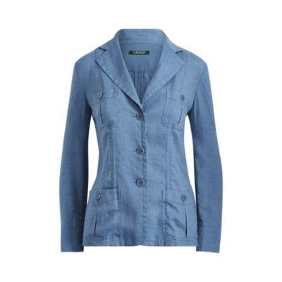Ralph Lauren Linen 3-button Blazer Dark Slate Blue