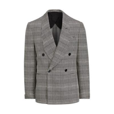 Ralph Lauren Glen Plaid Silk Dinner Jacket Black/white