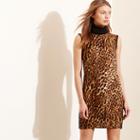 Ralph Lauren Lauren Ocelot-front Turtleneck Dress Black