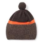 Polo Ralph Lauren Merino Wool Pom-pom Hat Dk Brown/neon Orange