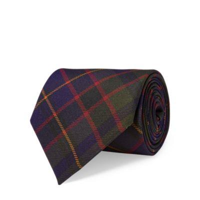 Ralph Lauren Plaid Silk Crepe Tie Purple/olive/red