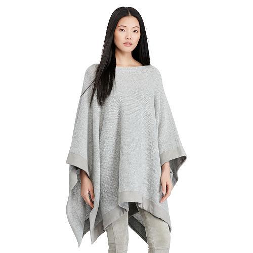 Polo Ralph Lauren Suede-trim Boatneck Poncho Grey Ragg