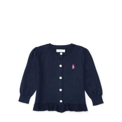 Ralph Lauren Ruffled Cotton Cardigan Cruise Navy 24m