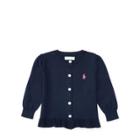 Ralph Lauren Ruffled Cotton Cardigan Cruise Navy 24m