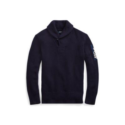 Ralph Lauren Wool Shawl-collar Sweater Navy