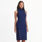 Ralph Lauren Lauren Buttoned Ponte Dress Navy