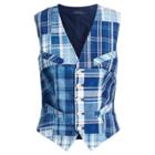 Ralph Lauren Patchwork Cotton Madras Vest 344 Indigo Patchwork