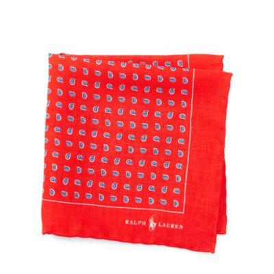 Ralph Lauren Neat Linen Pocket Square Red