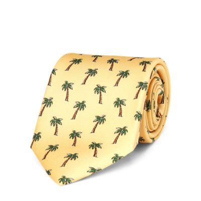Ralph Lauren Palm Tree Silk Narrow Tie Pale Yellow