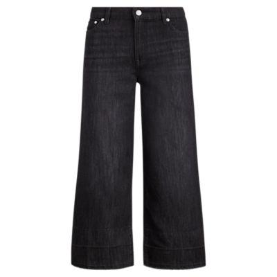Ralph Lauren Frayed Wide-leg Crop Jean Aged Black Wash