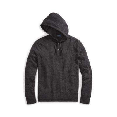 Ralph Lauren Cotton-blend Jersey Hoodie Black Hthr/windsor Hthr