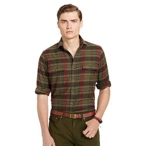 Polo Ralph Lauren Plaid Cotton Twill Workshirt Taupe/wine Multi