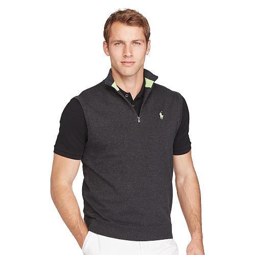 Ralph Lauren Polo Golf Pima Half-zip Sweater Vest Onyx Heather