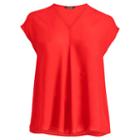 Ralph Lauren Lauren Woman Georgette Short-sleeve Top Fresh Tomato