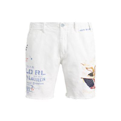 Ralph Lauren Straight Fit Cotton Short Deckwash White W/ Emb