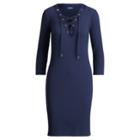 Ralph Lauren Ribbed Lace-up Dress Cruise Navy